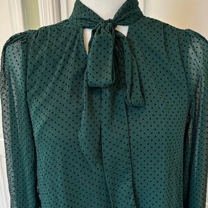 LC Lauren Conrad Forest Green Blouse with Bow